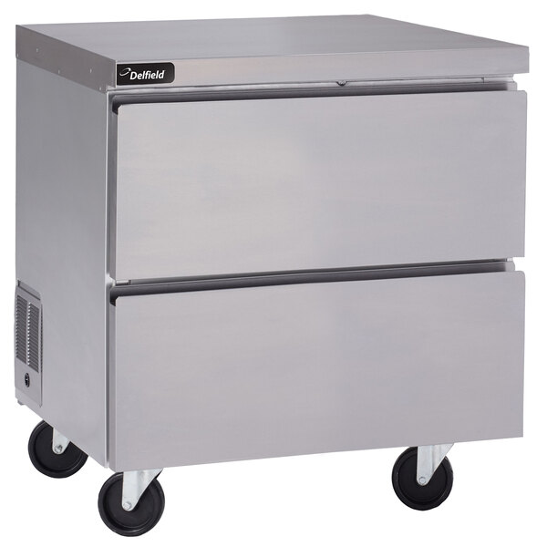 Delfield GUR27P-D 27" Front Breathing Undercounter Refrigerator with Two Drawers and 5" Casters