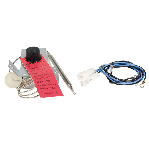 A Bunn mechanical thermostat kit with wires and a red label.