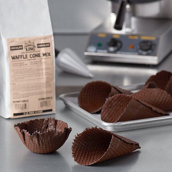 Carnival King Chocolate Waffle Cone Mix 5 lb. Bag   - 6/Case