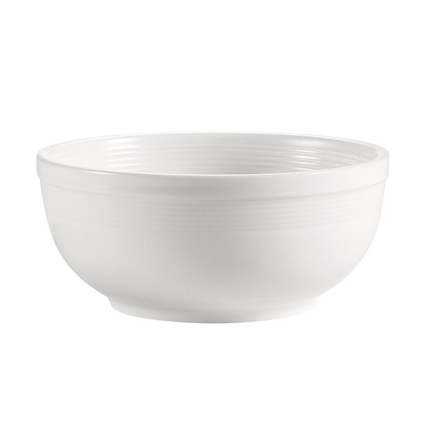 A CAC Bone White Porcelain bowl with a white rim.