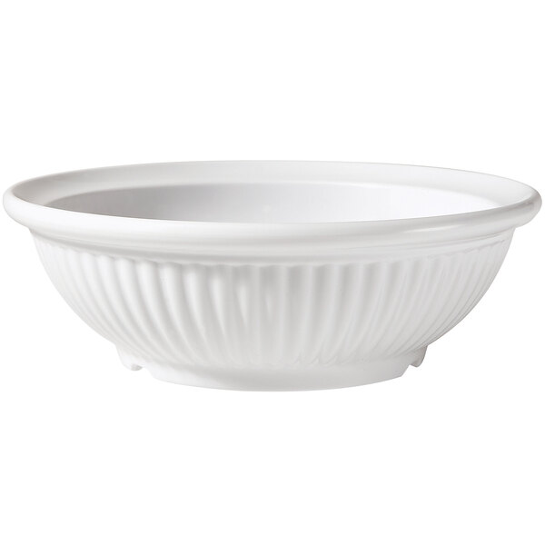 A white GET Geneva melamine bowl with a rippled design.