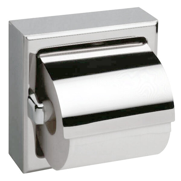 Bobrick B-6699 Surface-Mounted Toilet Tissue Dispenser with Hood and Bright  Polished Finish
