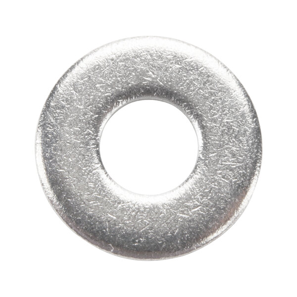 A close-up of a round silver metal ring.