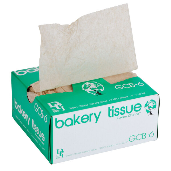 Durable Packaging 6" x 10 3/4" Green Choice Interfolded Kraft Unbleached Brown Soy Wax Bakery Tissue - 10000/Case