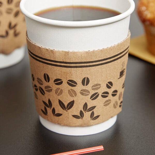Harvest Pack 16 oz Disposable 85 Double Walled Brown Hot Drink Cups with Lids
