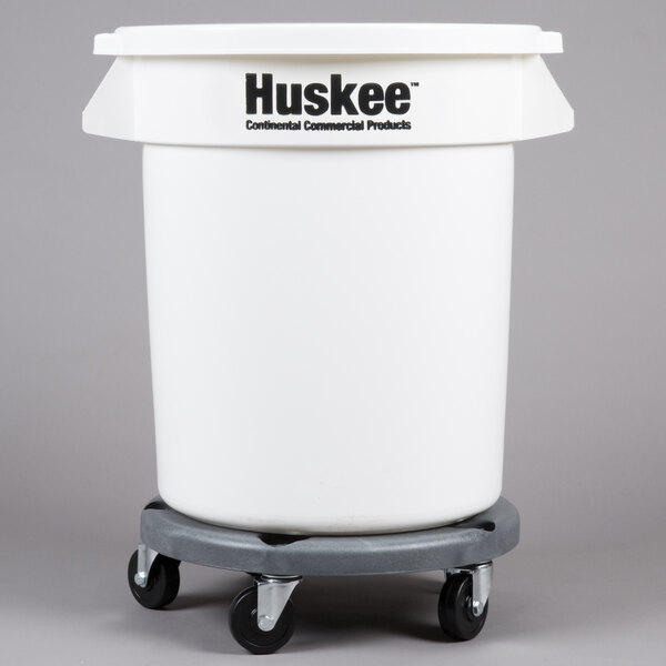 Continental Huskee 27420IBKIT 20 Gallon White Trash Can, Lid, and Dolly Kit