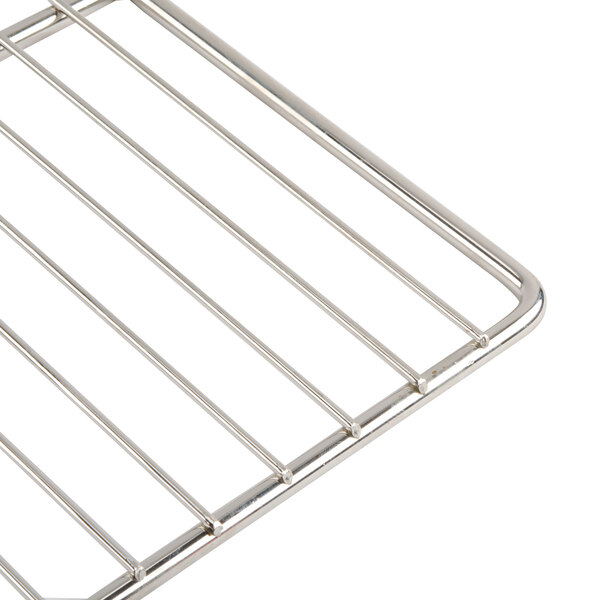 An Avantco stainless steel wire rack with a handle.
