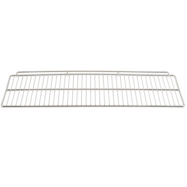 An Avantco stainless steel rack with a wire grid on a white background.