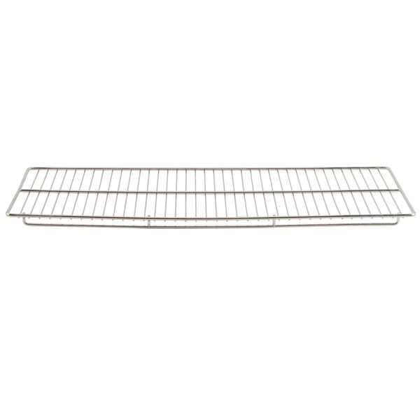 An Avantco stainless steel rack with several bars on a metal shelf.