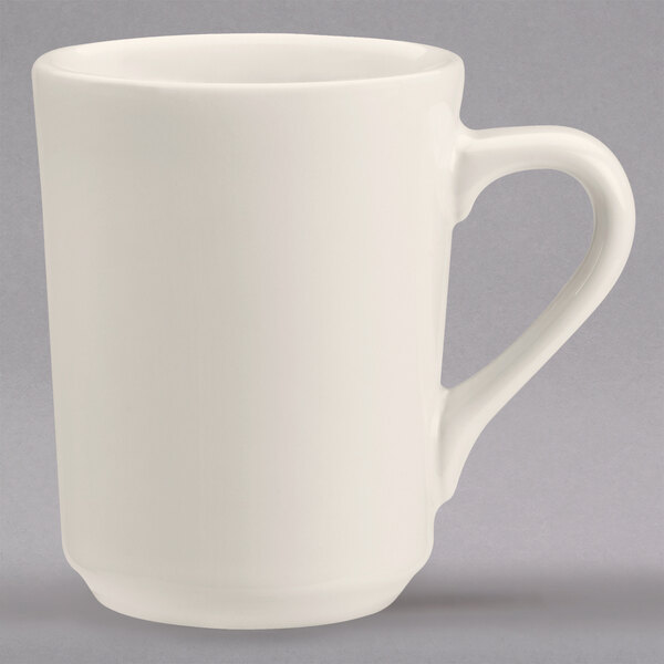 A Homer Laughlin ivory china mug with a handle.