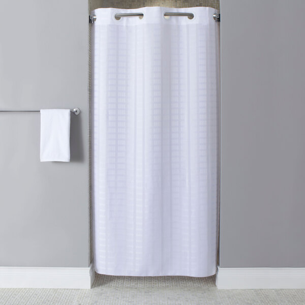 Hookless Hbh43lit01sx White Stall Size, Shower Curtains Commercial