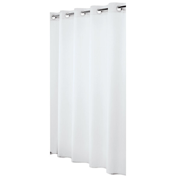 Hookless HBH31LIN01 White Nylon Shower Curtain with Matching Flat Flex