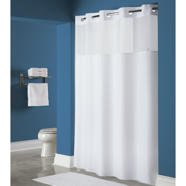 Hookless HBH40MYS0174 White Mystery Shower Curtain with Matching Flat