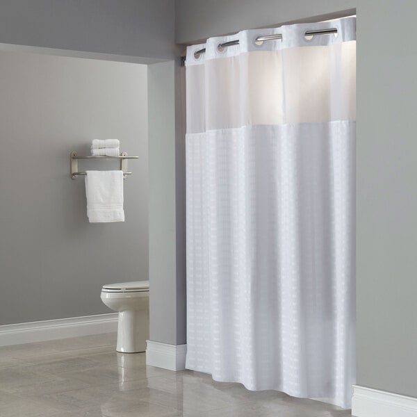 White Madison Shower Curtain, Magnets To Hold Shower Curtain In Place