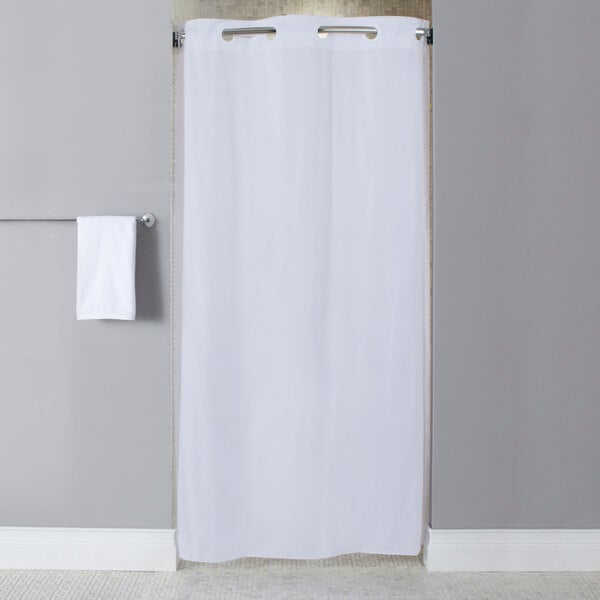 Hookless Hbh10ga014274 White Stall Size 10 Gauge Vinyl Shower Curtain