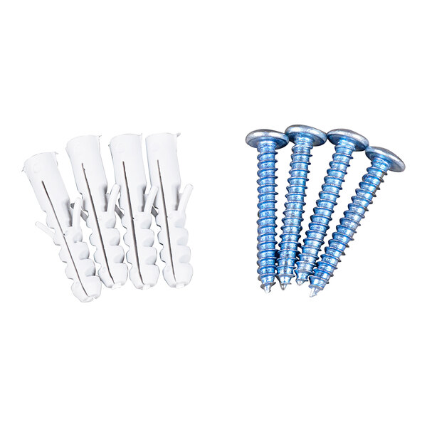 A group of screws for a Noble Products wire glove dispenser.