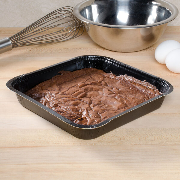 Solut 8 x 8 Bake and Show Black Square Oven Safe Heavy Duty Corrugated  Paperboard Brownie / Cake Pan with Lid - 10/Pack