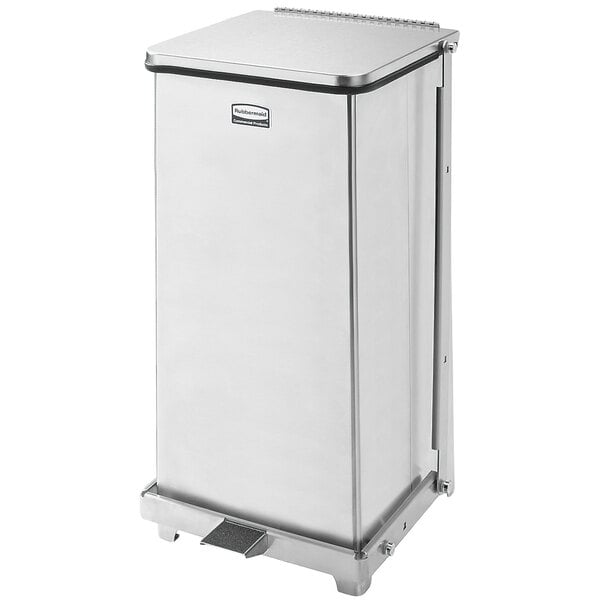 Rubbermaid FGST12SSPL The Defenders 6.5 Gallon Stainless Steel Square Medical Step Can with Rigid Plastic Liner