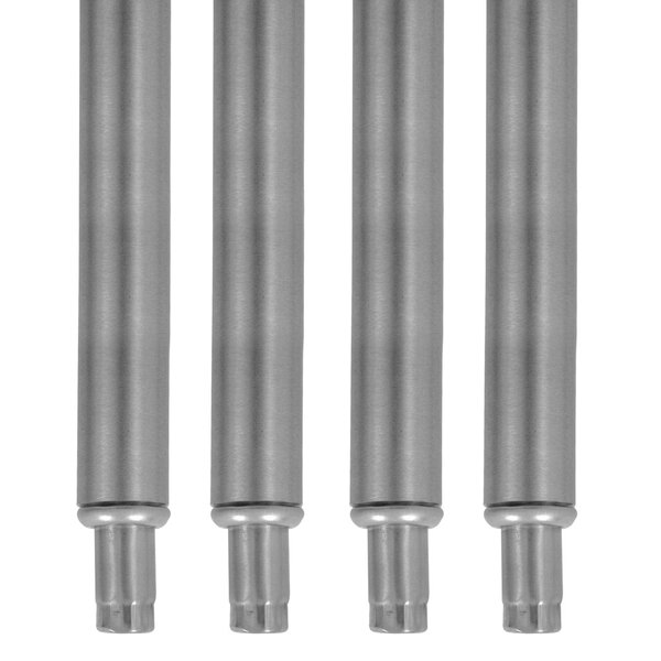 A set of four stainless steel Advance Tabco legs.