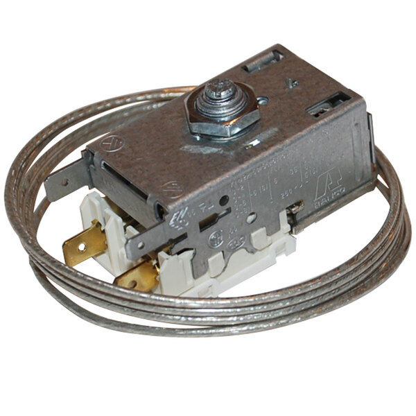 A Cecilware cold beverage dispenser thermostat with a wire attached