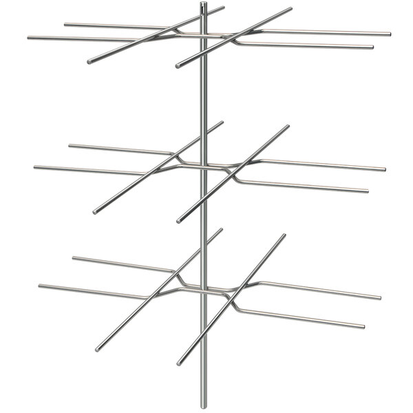 A metal Hatco 3-tier display rack with many metal rods.