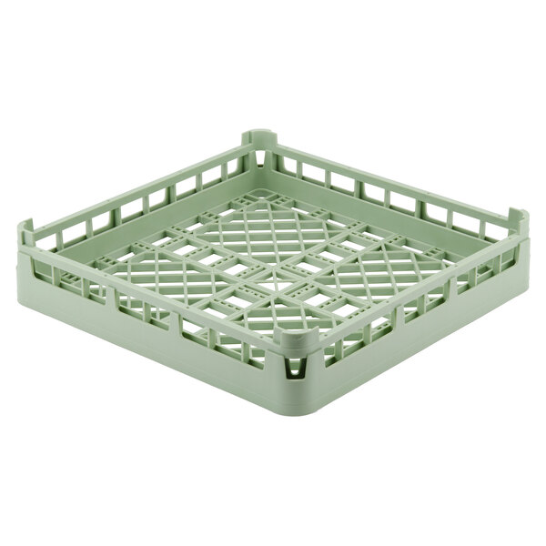 A light green plastic rack with holes.