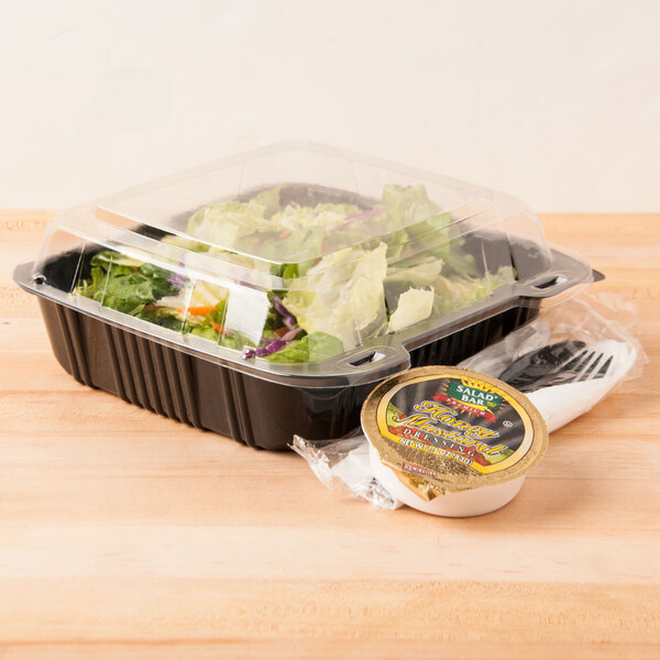 Polar Pak 29588 8" x 8" PET Black and Clear Hinged Take-out Container - 20/Pack