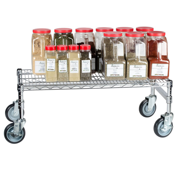 Regency 18" x 36" x 14" Chrome Plated Mobile Dunnage Rack Kit with Tubular Frame 600 lb. Capacity