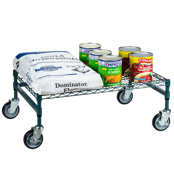 Regency 24" x 36" x 14" Green Epoxy Coated Mobile Dunnage Rack Kit with Tubular Frame 600 lb