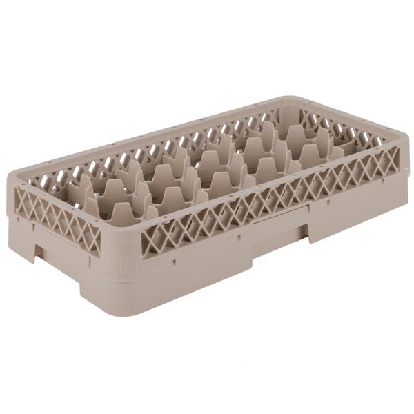 A beige Vollrath Traex glass rack with 17 compartments.