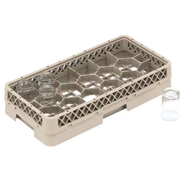 A beige Vollrath Traex glass rack with glass inside.