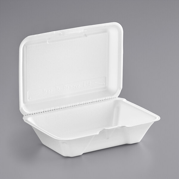 Dart 205HT1 9" x 6" x 3" White Foam Take Out Container with Perforated