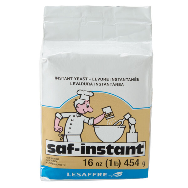 A white bag of Lesaffre SAF-Instant yeast.