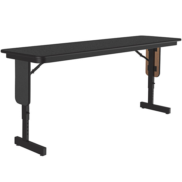 Correll 18" x 60" Black Granite Adjustable Height Panel Leg Folding Seminar Table