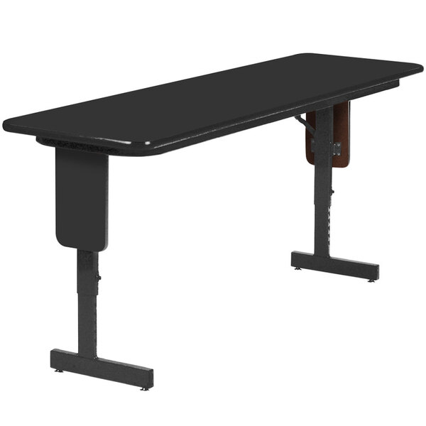 Correll 24" x 96" Black Granite Adjustable Height Panel Leg Folding Seminar Table