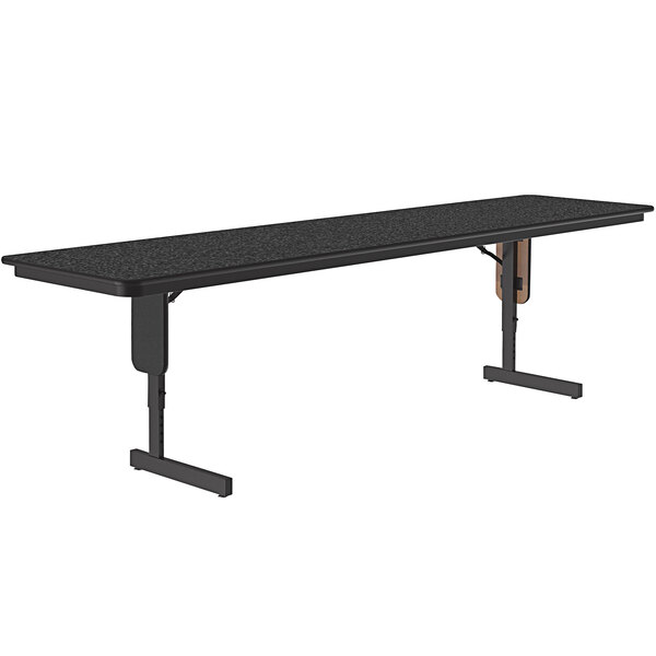 Correll 24" x 60" Black Granite Adjustable Height Panel Leg Folding Seminar Table