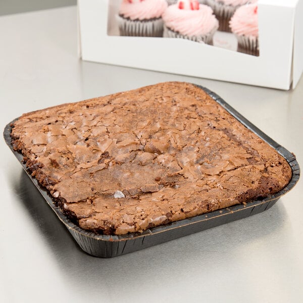 A brownie in a Solut paperboard tray.