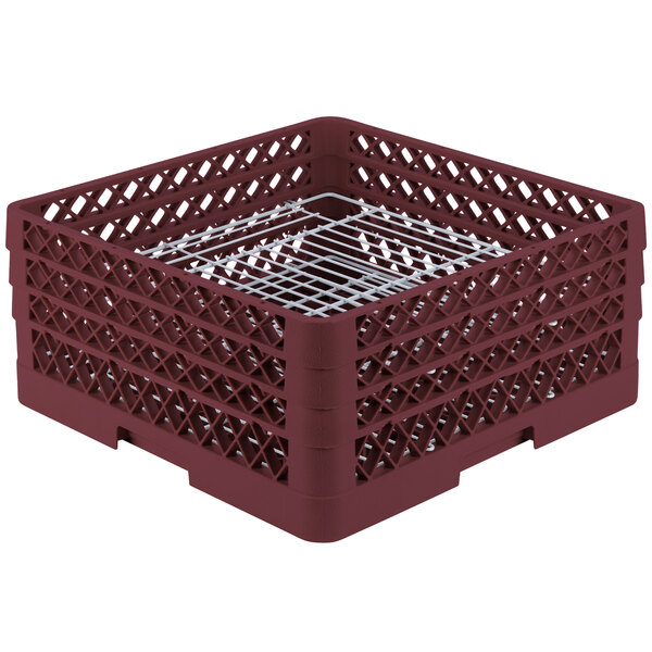 Vollrath PM4407-3 Traex® Plate Crate Burgundy 44 Compartment Plate Rack - Holds 6" to 7" Plates