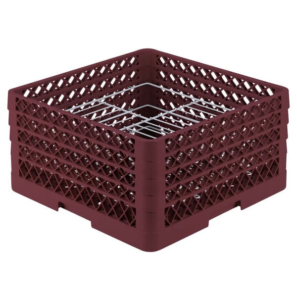 Vollrath PM2110-4 Traex® Plate Crate Burgundy 21 Compartment Plate Rack - Holds 8 3/4" to 9 3/16" Plates