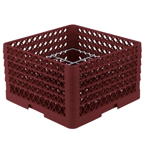 Vollrath PM1211-5 Traex® Plate Crate Burgundy 12 Compartment Plate Rack - Holds 9 3/16" to 10 3/4" Plates
