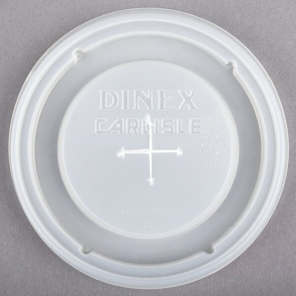 A white plastic lid with the text "Dinex" and a cross.