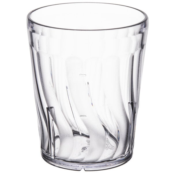 A clear SAN plastic tumbler with a wavy design.
