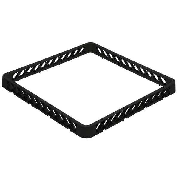 A black square Vollrath Traex glass rack extender with holes.