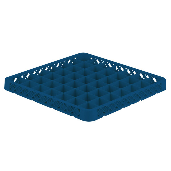 A Vollrath Royal Blue plastic container with holes.