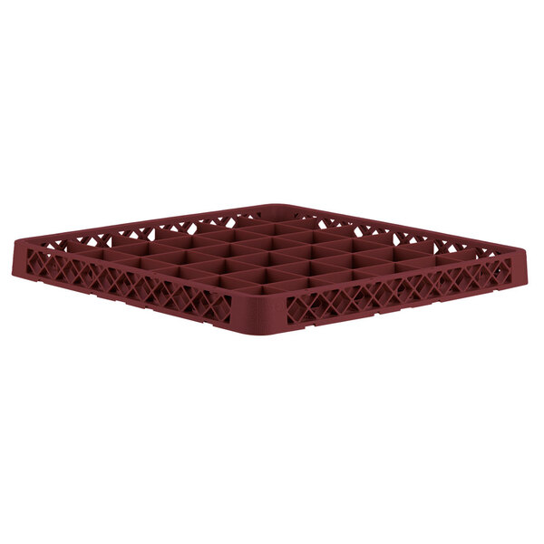 A red plastic Vollrath Traex glass rack extender with a lattice pattern.