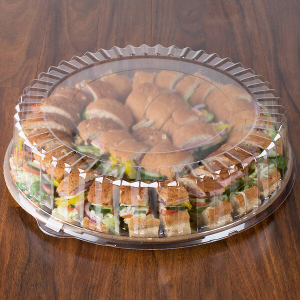 Solut 4016 16" Clear Round High Dome Catering / Deli Tray Lid - 25/Case