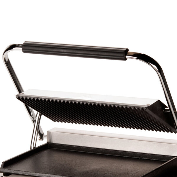 A black and silver replacement handle for an Avantco P7 Series Panini Grill.