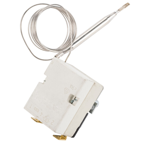 An Avantco thermostat with a wire attached.