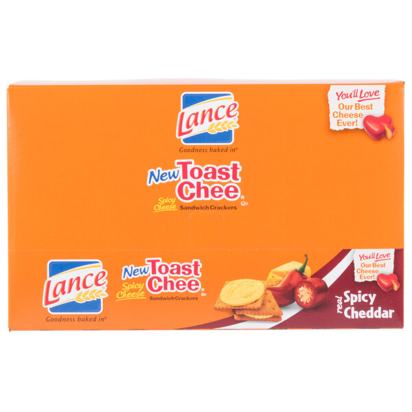 Lance Toast Chee Spicy Cheddar Sandwich Crackers 20 Count Box 6/Case