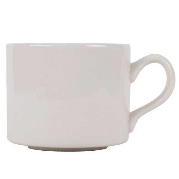 CAC MUM-10 10 oz. Ivory (American White) Rolled Edge Stackable China Cup - 36/Case